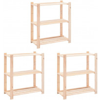 3-kerroksiset varastohyllyt 3 kpl 80x38x90 cm 150kg