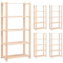 5-kerroksiset varastohyllyt 5 kpl 80x38x170cm 250kg