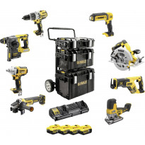 Akkukonesarja DeWalt XR DCK856P4, 18V, 8 konetta, 4x5.0Ah akuilla + TSTAK