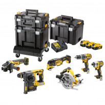 Akkukonesarja DeWalt XR DCK685P3T, 18V, 6 konetta, 3x5.0Ah akuilla + TSTAK