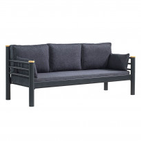 Sohva Linento Garden Kappis, 3-istuttava, musta runko, eri pehmustevärejä