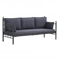 Sohva Linento Garden Lalas, 3-istuttava, musta runko, eri pehmustevärejä