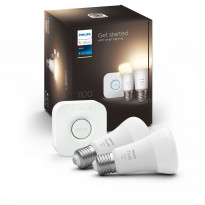 Aloituspakkaus Philips Hue W, 2 x älylamppu (9.5W, A60, E27) ja Hue-silta