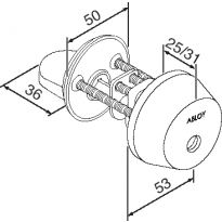 Avainpesä ja vääntönuppi Abloy CY001, messinki