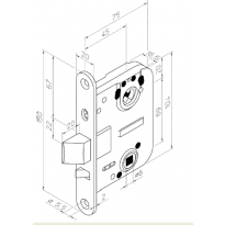 Välioven lukkorunko Abloy ST/JME 4260, vasen, VL0068 IPP