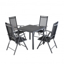 Ulkoruokailuryhmä AB Polar, pöytä + 4 tuolia, harmaa/musta