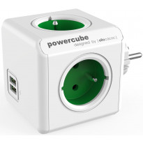 Pistorasia Allocacoc PowerCube Original USB, 4-osainen + 2 x USB, vihreä/valkoinen