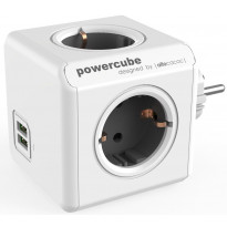 Pistorasia Allocacoc PowerCube Original USB, 4-osainen + 2 x USB, harmaa/valkoinen