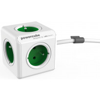 Jatkojohto Allocacoc PowerCube Extended, 1,5m, 5-osainen, vihreä/valkoinen