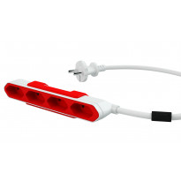Jatkojohto Allocacoc PowerBar, 1,5m, 4-osainen, punainen/valkoinen