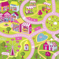 Lastenhuoneen matto Tyyni Design Sweet Town Liikenne, pinkki, eri kokoja