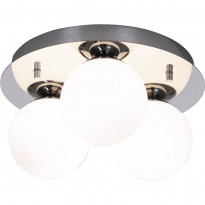 Plafondi Aneta Lighting Nicosia, &Oslash;25cm, IP44, 3-osainen, kromi/valkoinen