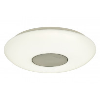 LED-plafondi Aneta Lighting Musica, bluetooth-kaiutin, 24W, Ø400x90mm, IP44, valkoinen/kromi