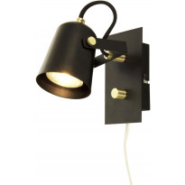 Seinävalaisin Aneta Lighting Metz, musta/mattamessinki