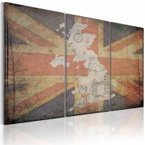 Canvas-taulu Artgeist Kartta Iso-Britannia, 3-osainen, eri kokoja
