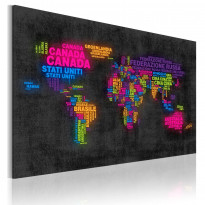 Canvas-taulu Artgeist Maailmankartta - Italiaksi, harmaa, eri kokoja
