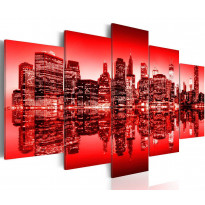 Canvas-taulu Artgeist Punainen hehku yli New Yorkin, 5-osainen, eri kokoja