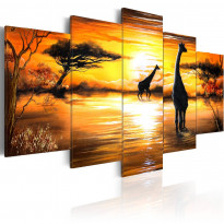 Canvas-taulu Artgeist Drinking Giraffes, eri kokoja