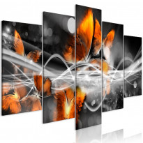 Canvas-taulu Artgeist Swarm of Butterflies Grey, 5-osainen, leveä, eri kokoja