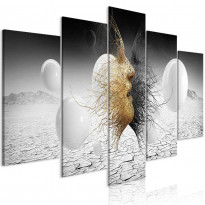 Canvas-taulu Artgeist Woven Faces Golden, 5-osainen, leveä, eri kokoja