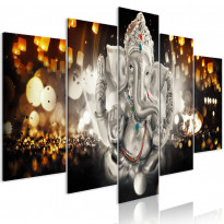 Canvas-taulu Artgeist Buddha&#039;s Philosophy Silver, 5-osainen, leveä, eri kokoja