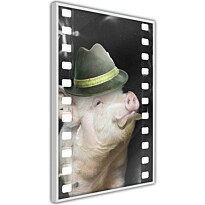 Juliste Artgeist Pig with Mustache, kehyksillä, eri kokoja