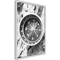 Juliste Artgeist Black and White Compass, kehyksillä, eri kokoja