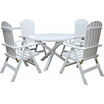 Ruokailuryhmä Baltic Garden Scottsdale Ø112cm pöytä + 4 Kungshamn tuolia valkoinen