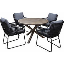Ruokailuryhmä Baltic Garden, Ø112cm Scottsdale-pöytä + 4 Maggie-tuolia
