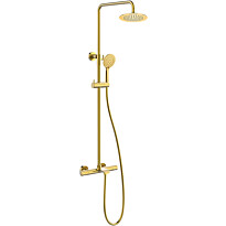 Sadesuihkusetti Bathlife Brusa, termostaattihanalla, suihkupää ⌀240mm, juoksuputkella, kiiltävä messinki, Verkkokaupan poistotuote