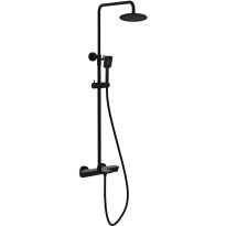 Sadesuihkusetti Bathlife Stimma, termostaattihanalla, suihkupää ⌀240mm, juoksuputkella, matta musta