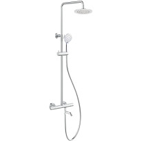 Sadesuihkusetti Bathlife Brusa, termostaattihanalla, suihkupää ⌀240mm, Fylla-juoksuputkella, kiiltävä kromi