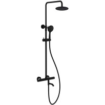 Sadesuihkusetti Bathlife Brusa, termostaattihanalla, suihkupää ⌀240mm, juoksuputkella, matta musta