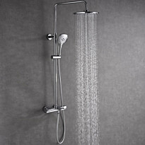 Suihkusetti Bathlife Välla, yläsuihku + käsisuihku + termostaatti + ammehana, kromi
