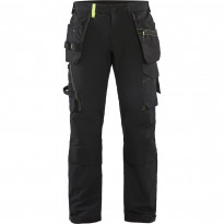 Riipputaskuhousut Blåkläder 1522 Stretch, musta/keltainen