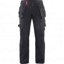 Riipputaskuhousut Blåkläder 1522 Stretch, musta/punainen