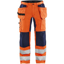 Riipputaskuhousut Blåkläder 1552 Highvis, stretch, huomio-oranssi/sininen