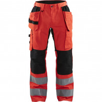 Riipputaskuhousut Blåkläder 1552 Highvis Stretch, huomiopunainen/musta