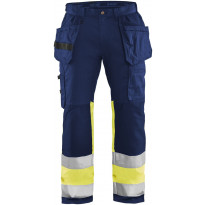 Riipputaskuhousut Blåkläder 1558 Highvis Stretch, sininen/huomiokeltainen