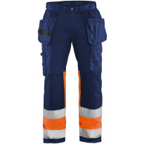 Riipputaskuhousut Blåkläder 1558 Highvis Stretch, sininen/huomio-oranssi