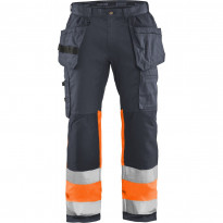 Riipputaskuhousut Blåkläder 1558 Highvis Stretch, huomio-oranssi/harmaa