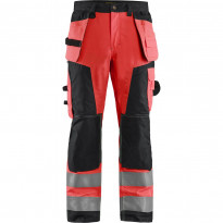 Riipputaskuhousut Blåkläder 1568 Highvis, huomiopunainen/musta