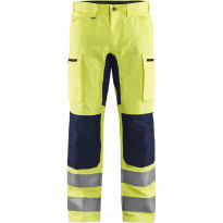 Huomiohousut Blåkläder 1585 Highvis Stretch, huomiokeltainen/sininen