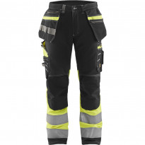 Riipputaskuhousut Blåkläder 1794 Highvis, musta/huomioväri