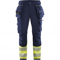 Riipputaskuhousut Blåkläder 1993 Highvis Stretch, mariininsininen/huomioväri