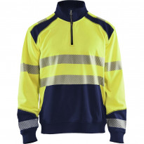 Collegepaita Blåkläder 3556 Highvis lyhyellä vetoketjulla, huomiokeltainen/sininen