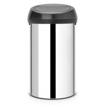 Roska-astia Brabantia Touch Bin 60L, Brilliant Steel/musta kansi