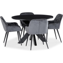 Ruokailuryhmä Scandinavian Choice Bayview 120cm pyöreä 4 Giovanni tuolia musta