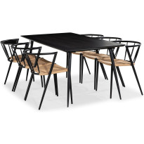 Ruokailuryhmä Lilo 180cm 6 winston ruokatuolia 6 Winston tuolia musta