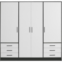 Vaatekaappi Ashgate 207cm musta/valkoinen
